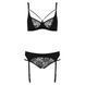 Комплект белья PAULINE SET black L/XL Passion: стрэпы: лиф, стринги и пояс для чулок, Черный