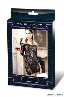 Сукня-сітка з декольте Anne De Ales FETISH DINNER Black S / M, оголене плече, Черный