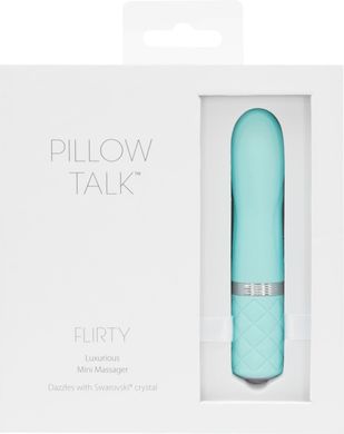 Розкішний вібратор PILLOW TALK - Flirty Teal з кристалом Сваровські, гнучка голівка, Бирюзовый