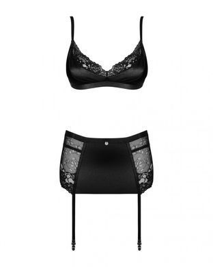 Комплект с поясом для чулок Obsessive Blanita garter belt Black L/XL