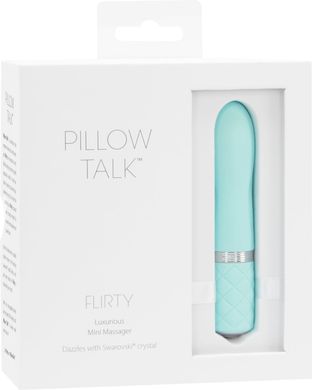 Роскошный вибратор PILLOW TALK - Flirty Teal с кристаллом Сваровски, гибкая головка, Бирюзовый