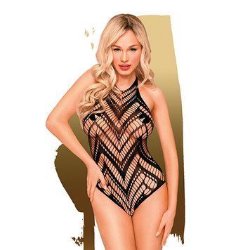 Боді з геометричним орнаментом Penthouse - Go Hotter Black S/L, Черный