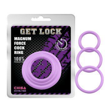 Набор&nbsp;эрекционных&nbsp;колец&nbsp;фиолетовые 3&nbsp;шт&nbsp;Chisa&nbsp;Get&nbsp;Lock&nbsp;magnum&nbsp;force&nbsp;cock
