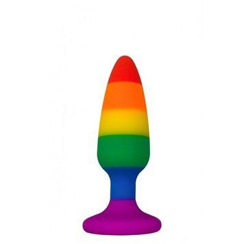 Силіконова анальна пробка Wooomy Hiperloo Silicone Rainbow Plug S, діаметр 2,4 см, довжина 9 см, Радуга