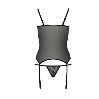 Корсет з пажами GRACIA CORSET black XXL/XXXL - Passion, трусики, напівпрозорий, Черный