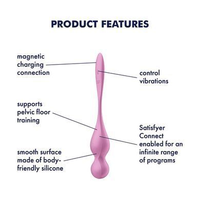 Вагінальні смарт-кульки з вібрацією Satisfyer Love Birds 1 Connect App Pink, 78 г