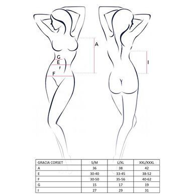 Корсет з пажами GRACIA CORSET black XXL/XXXL - Passion, трусики, напівпрозорий, Черный
