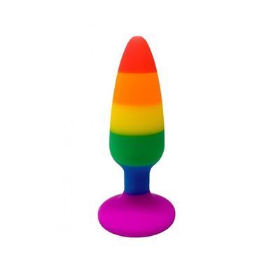 Силіконова анальна пробка Wooomy Hiperloo Silicone Rainbow Plug S, діаметр 2,4 см, довжина 9 см, Радуга