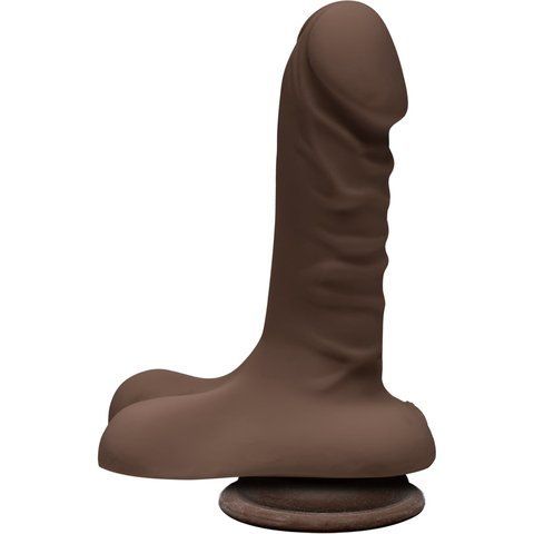 Фалоімітатор Doc Johnson The D - Super D - 6 Inch With Balls - ULTRASKYN - Chocolate, діаметр 3,8 см