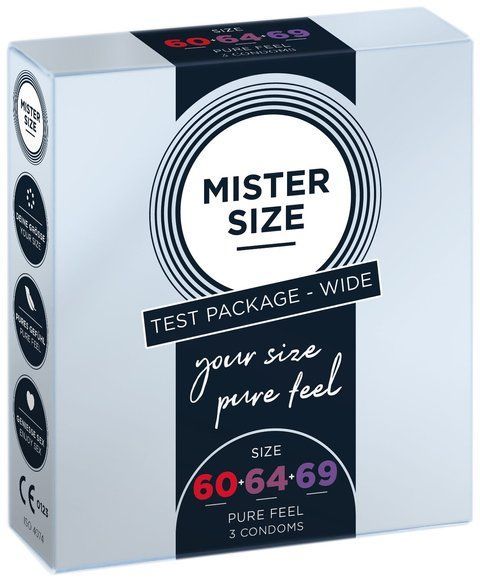 Набор презервативов Mister Size - pure feel - 60&ndash;64&ndash;69 (3 condoms), 3 размера, толщина 0,05 мм