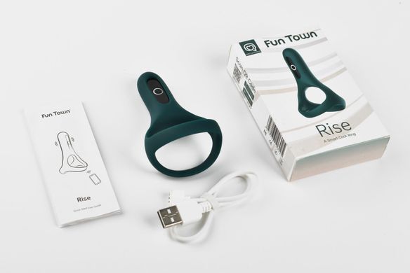 Подвійне ерекційне кільце Fun Town Rise Turquoise, керування зі смартфона, Зелений