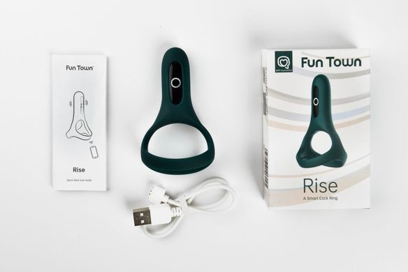Подвійне ерекційне кільце Fun Town Rise Turquoise, керування зі смартфона, Зелений