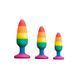 Силіконова анальна пробка Wooomy Hiperloo Silicone Rainbow Plug S, діаметр 2,4 см, довжина 9 см, Радуга