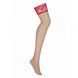 Панчохи Obsessive Lovica беж з червоним ажуром L / XL