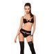 Комплект белья TONYA SET black L/XL - Passion Exclusive: трусики, лиф, пояс для чулок, Черный
