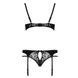 Комплект білизни PAULINE SET black S/M - Passion: стрепи: ліф, стрінги і пояс для панчох, Черный