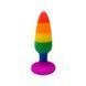 Силіконова анальна пробка Wooomy Hiperloo Silicone Rainbow Plug S, діаметр 2,4 см, довжина 9 см, Радуга