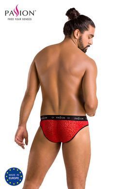 Мужские полупрозрачные трусы Passion Slip Mike L/XL, красные, под леопард