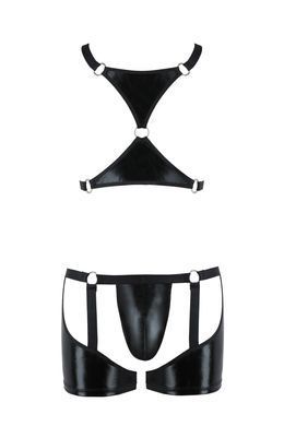 Комплект еротичної чоловічої білизни Passion Set John XXL/XXXL, чорний, труси, портупея