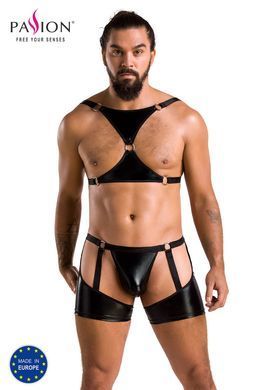 Комплект еротичної чоловічої білизни Passion Set John XXL/XXXL, чорний, труси, портупея