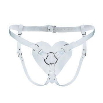 Трусики Серце для страпону з натуральної шкіри Feral Feelings - Hearts Strap-on Belt White