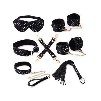 Набор Liebe Seele Stary Nights 7pcs Bondage Kit, фиксаторы, ошейник с поводком, кляп, флогер, маска