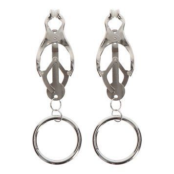 Затискачі-метелики з кільцем Taboom Nipple Play Butterfly Clamps With Ring, сріблясті