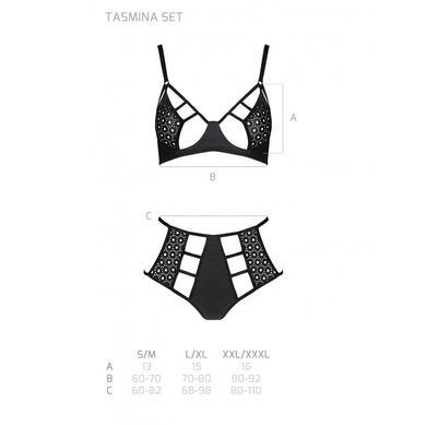 Комплект из эко-кожи: бюстгальтер и трусики с перфорацией Tamaris Set black S/M &mdash; Passion, Черный