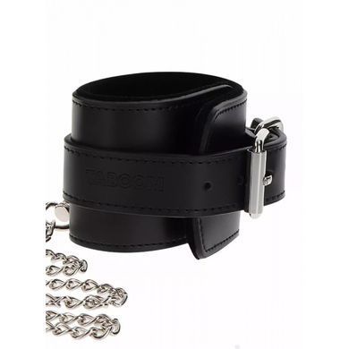 Широкий нашийник з наручниками та ланцюгом Taboom Luxury Bondage Essentials, чорний