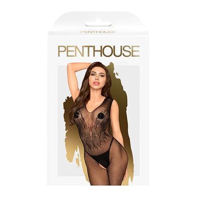 Бодістокінг з візерунком у вигляді крил та метелика Penthouse - Wild catch black XL, Черный