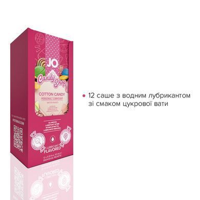 Набір лубрикантів Foil Display Box &ndash; JO H2O Lubricant &ndash; Cotton Candy &ndash; 12 &times; 10ml