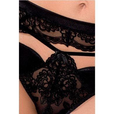 Комплект белья TONYA SET black S/M - Passion Exclusive: трусики, лиф, пояс для чулок, Черный