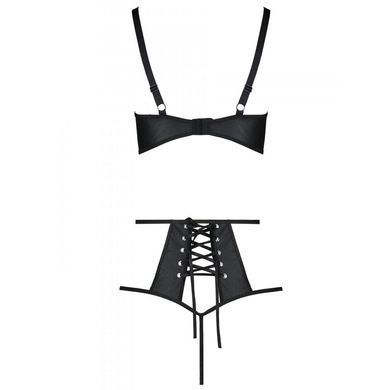 Комплект из эко-кожи: бюстгальтер и трусики с перфорацией Tamaris Set black S/M &mdash; Passion, Черный