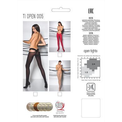 Еротичні колготки TIOPEN 005 nero 1/2 (60 den) - Passion, з вирізом, оригінальний пояс, Черный