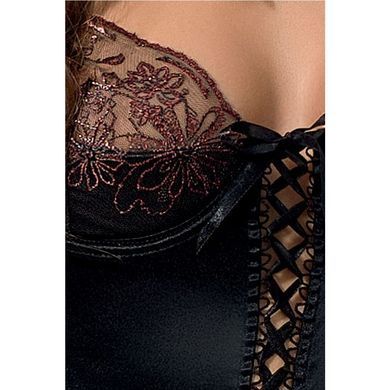 Корсет з пажами BRIDA CORSET black XXL/XXXL - Passion Exclusive, трусики, шнурівка, Черный