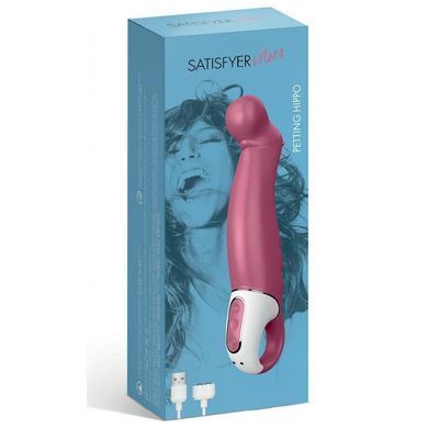 Мощный вибратор Satisfyer Vibes Petting Hippo с гибким стволом, литой силикон, Червоний