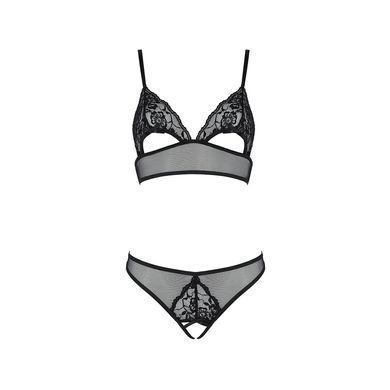 Комплект: бралет з ажурним ліфом та відкритими трусиками Christa Set with Open Bra black XXL/XXXL &mdash;, Черный