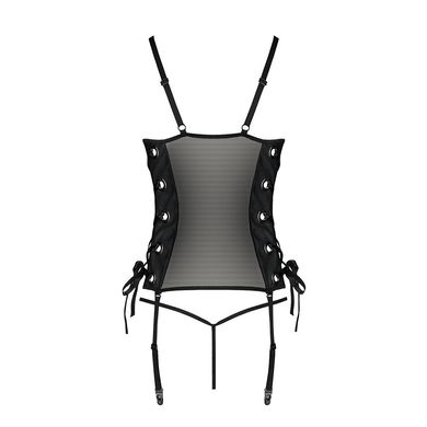 Сетчатый корсет из эко-кожи, с люверсами и съемными пажами Malwia Corset black XXL/XXXL — Passion, с, Черный