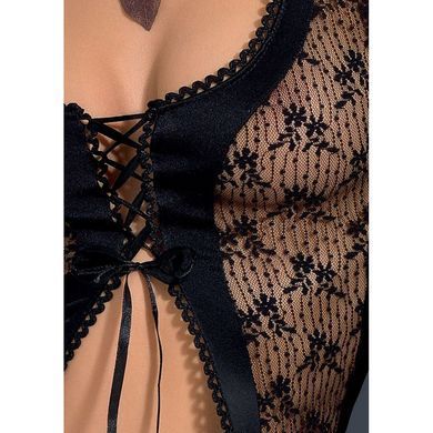 Сорочка-пеньюарчик со шнуровкой VIOLA CHEMISE black L/XL - Passion Exclusive, трусики, Черный