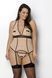 Корсет с пажами Passion Viena Corset 4XL/5XL beige, контрастный, бантики, вставка-сетка, стринги