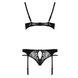 Комплект білизни PAULINE SET black XXL/XXXL - Passion: стрепи: ліф, стрінги і пояс для панчох, Черный