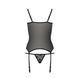 Корсет с пажами GRACIA CORSET black L/XL Passion, трусики, полупрозрачный, Черный