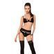 Комплект белья TONYA SET black S/M - Passion Exclusive: трусики, лиф, пояс для чулок, Черный