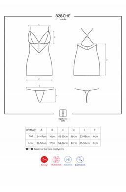 Сорочка та стрінги Obsessive 828-CHE-1 L/XL