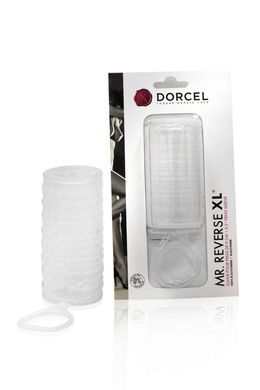 Насадка на член Dorcel Mr Reverse XL з кільцем для мошонки, стимулюючий рельєф, Полупрозрачный
