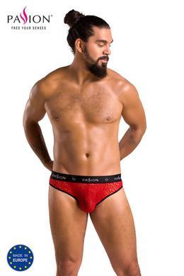 Мужские полупрозрачные трусы Passion Slip Mike S/M, красные, под леопард
