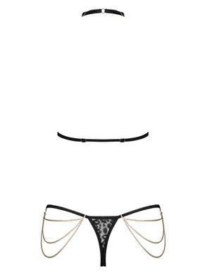 Комплект с цепочками Obsessive Pantheria 2-pcs set black L/XL, бюстгальтер, трусики