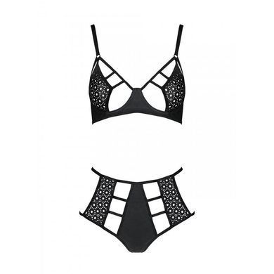 Комплект из эко-кожи: бюстгальтер и трусики с перфорацией Tamaris Set black XXL/XXXL &mdash; Passion, Черный