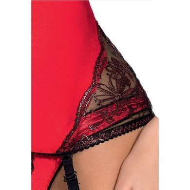 Корсет с пажами BRIDA CORSET red L/XL - Passion Exclusive, трусики, шнуровка, Красный