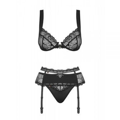 Комплект Obsessive Heartina 3 pcs set black L/XL